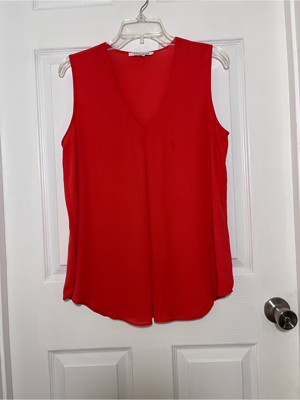 Rose & Olive Red/Orange V-Neck Sleeveless Blouse